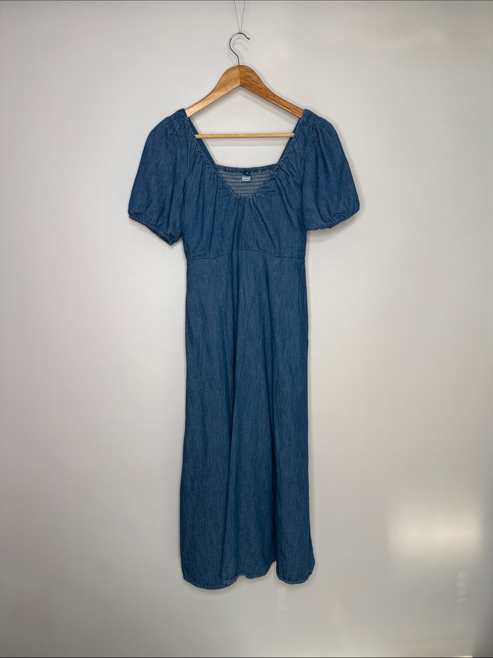 Old Navy Puff Sleeve Chambray Midi Dress XS